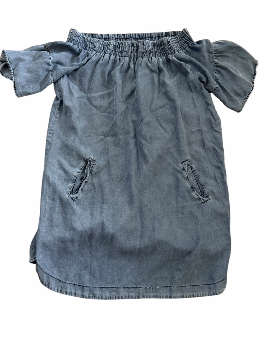 Blue Denim-Look Strapless mini dress L